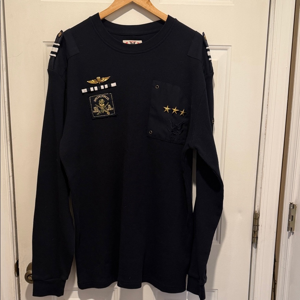 Rebel Military Waffle Long Sleeve Crewneck